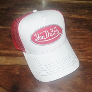 Von Dutch Red and White Trucker Hat